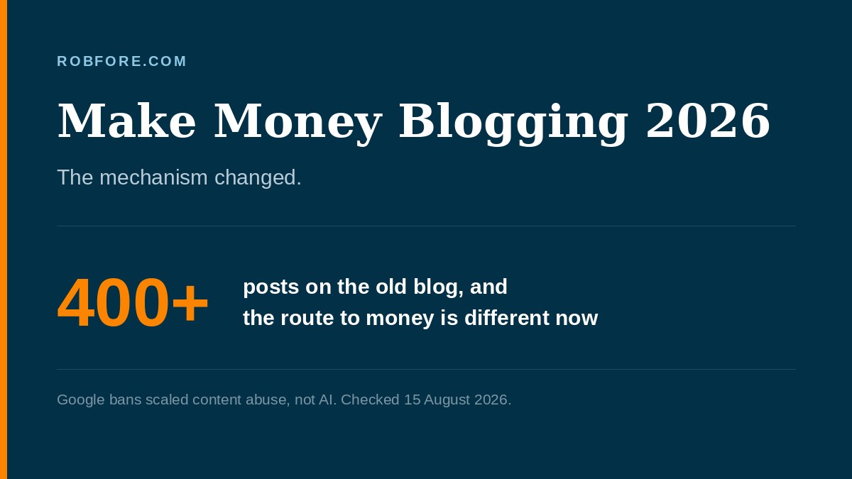 Make Money Blogging - what a blog actually does for an MLM or affiliate business, which platform to build on, and the AI workflow to run it